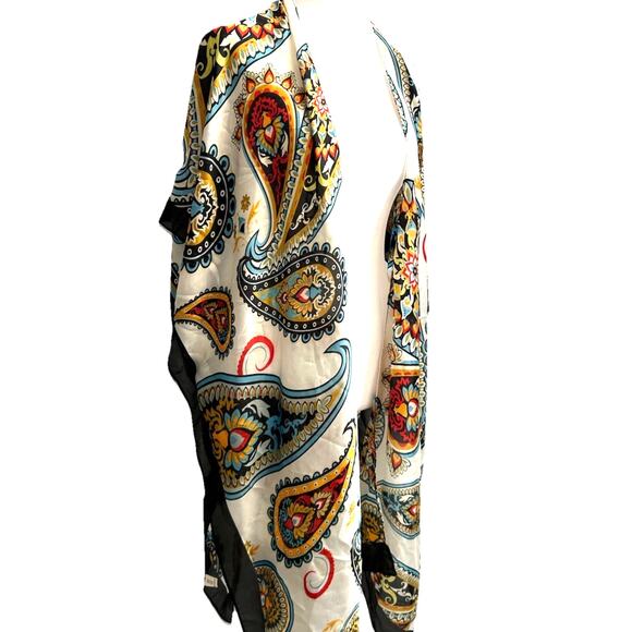 VTG paisley boho scarf Kimono Cover Up gypsy Hippie Silky Pretty Persuasions OS - Picture 1 of 9